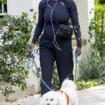 Viola Davis in a Black Cap Walks Her Dog in Toluca Lake