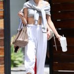 Alessandra Ambrosio in a White Sweatpants Leaves the Gym in Beverly Hills