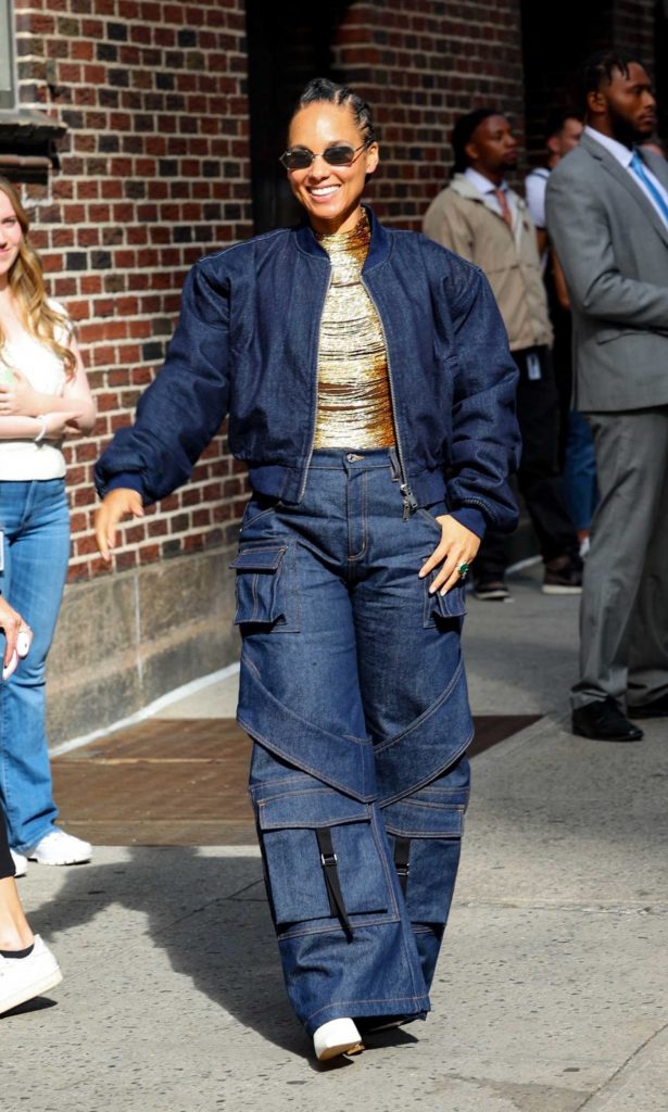 Alicia Keys in a Denim Ensemble