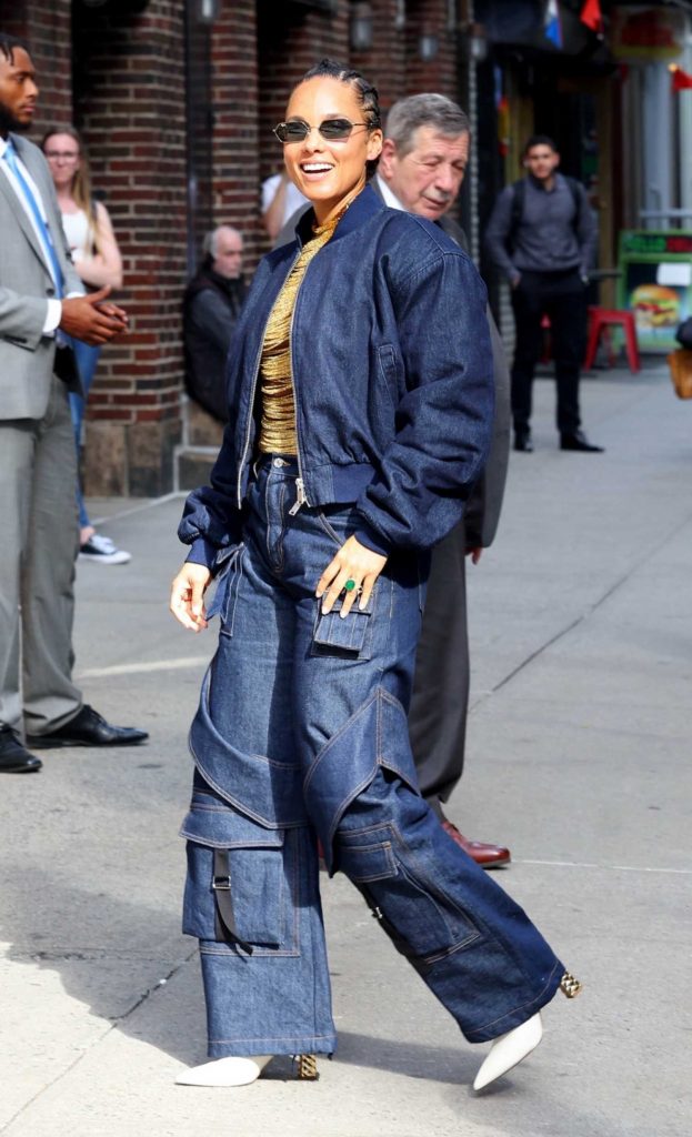 Alicia Keys in a Denim Ensemble