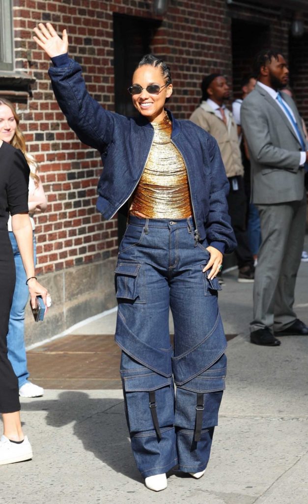 Alicia Keys in a Denim Ensemble