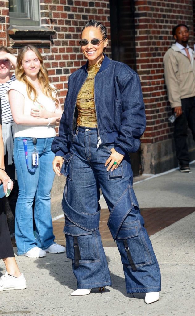 Alicia Keys in a Denim Ensemble