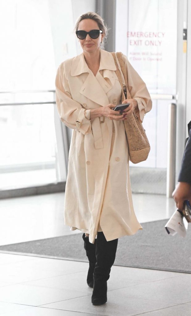 Angelina Jolie in a Beige Trench Coat