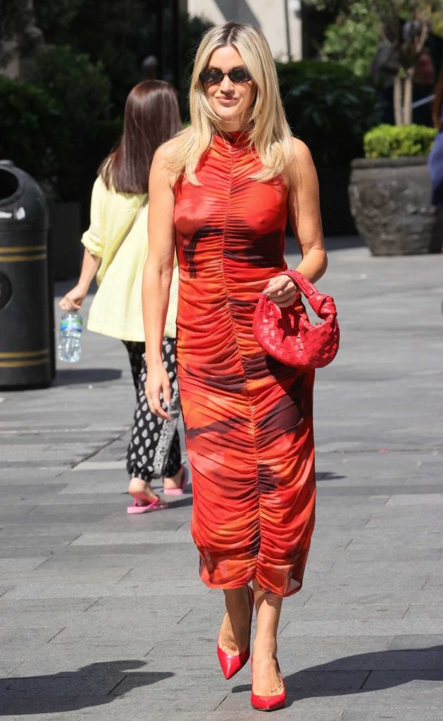 Ashley Roberts in a Red Print Dress