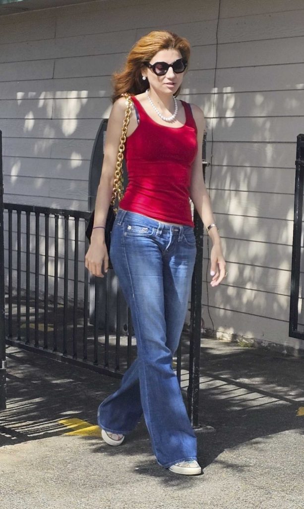 Blanca Blanco in a Red Tank Top