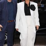 Demi Lovato in a White Pantsuit Arrives at the Vogue Dinner Party in New York