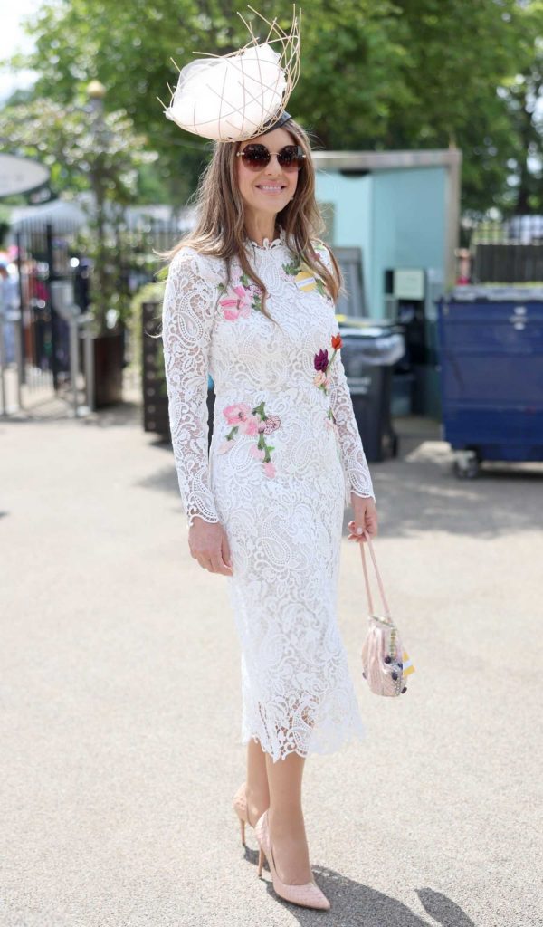 Elizabeth Hurley in a White Lace Dress