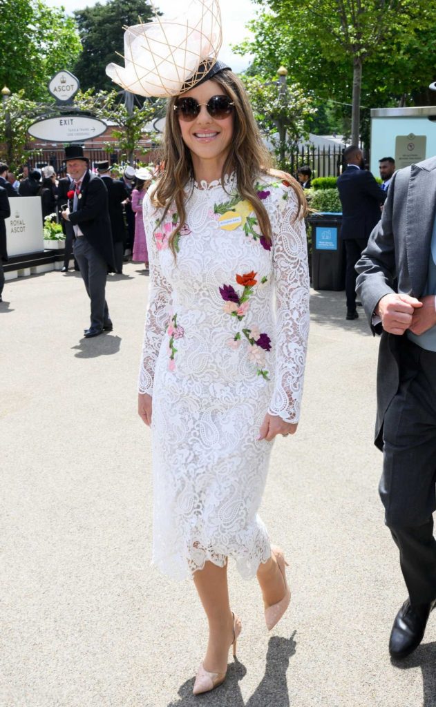 Elizabeth Hurley in a White Lace Dress