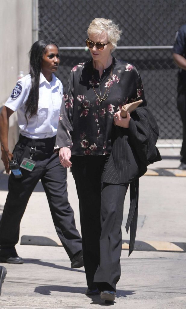 Jane Lynch in a Black Floral Blouse