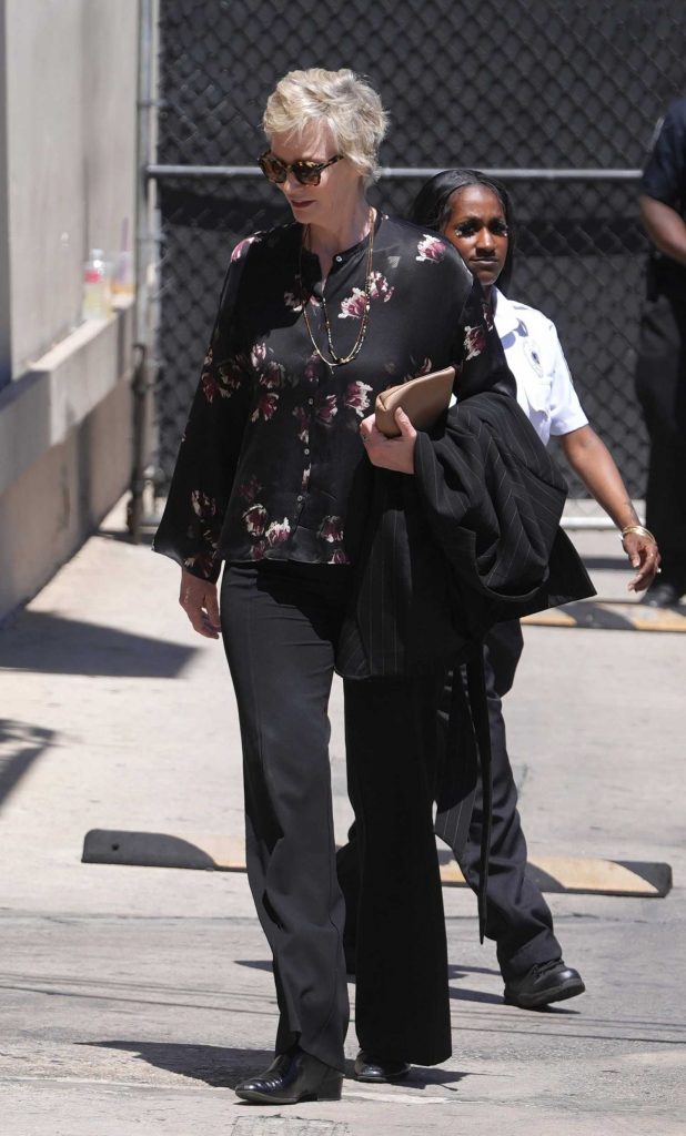 Jane Lynch in a Black Floral Blouse