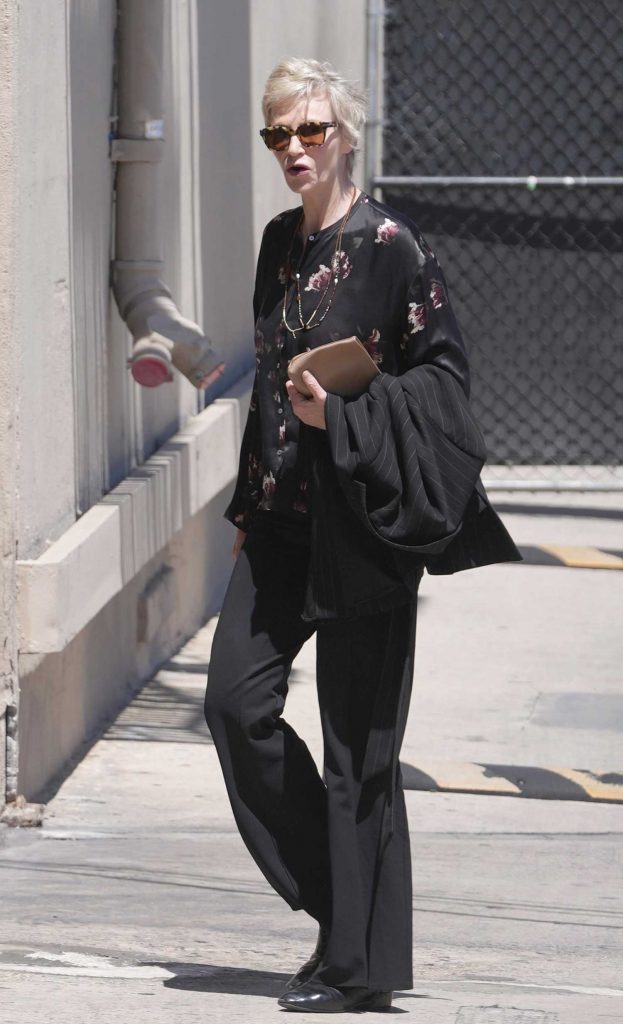 Jane Lynch in a Black Floral Blouse