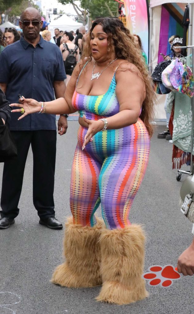 Lizzo in a Rainbow Colored Catsuit