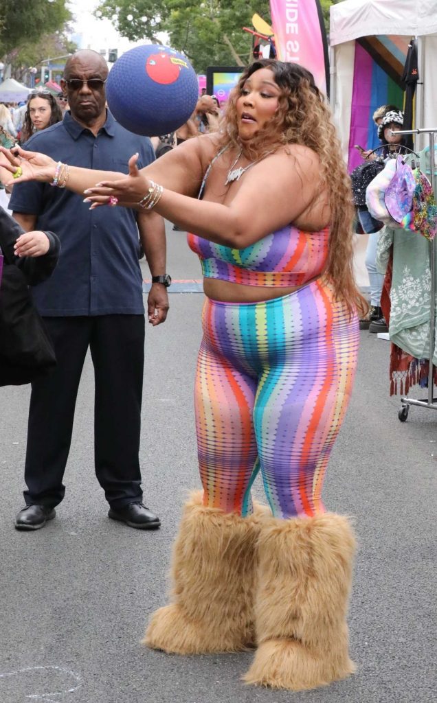 Lizzo in a Rainbow Colored Catsuit