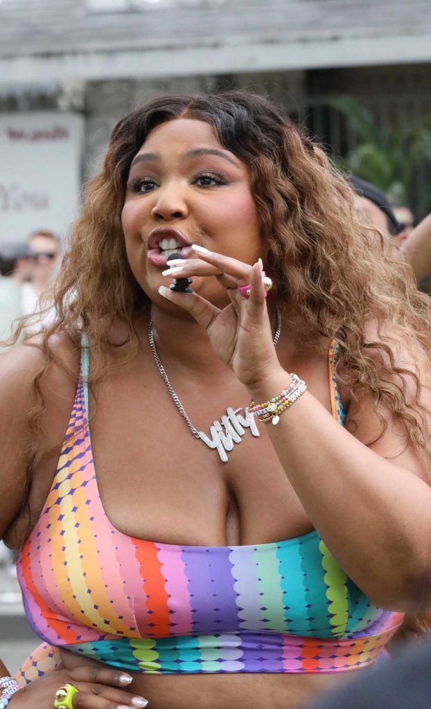 Lizzo in a Rainbow Colored Catsuit