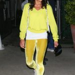 Michelle Rodriguez in a Yellow Jumper Arrives for Dinner at Giorgio Baldi in Santa Monica