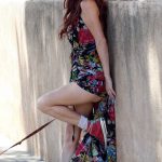 Phoebe Price in a Floral Dress Posing for the Camera in Los Angeles