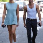 Rylee Arnold in a Turquoise Mini Dress Was Seen Out for a Lunch Date with Sasha Farber at Civil Coffee in Los Angeles