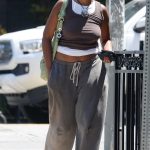 Sasha Obama in a Grey Sweatpants Leaves a Nail Salon in West Hollywood