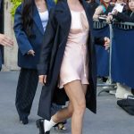 Scout Willis in a Pink Mini Dress Leaves the Hotel Crillon with Demi Moore in Paris