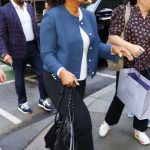 Shonda Rhimes in a Blue Cardigan Arrives at the Today Show in New York