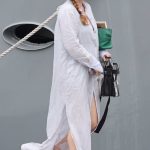 Amy Adams in a White Dress Spents the Day Filming on a Yacht for At the Sea in Quincy