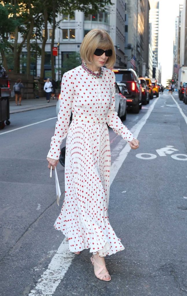 Anna Wintour in an White Polka Dot Dress