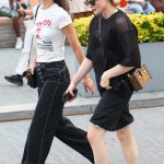 Chloe Moretz in a Black Shots Arrives at Pier 17 with a Friend in New York