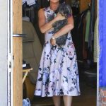 Claudia Wells Takes Her Dog Chanel for a Walk Outside Her Shop Amani Wells in Studio City