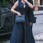 Haley Bennett in a Blue Dress Was Seen Out in New York