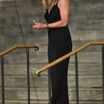 Jennifer Aniston in a Black Dress Arrives on the Set of The Morning Show in New York