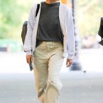 Jessica Biel in a Beige Pants Was Seen Out in New York