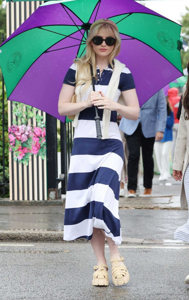 Kathryn Newton in a Striped Dress