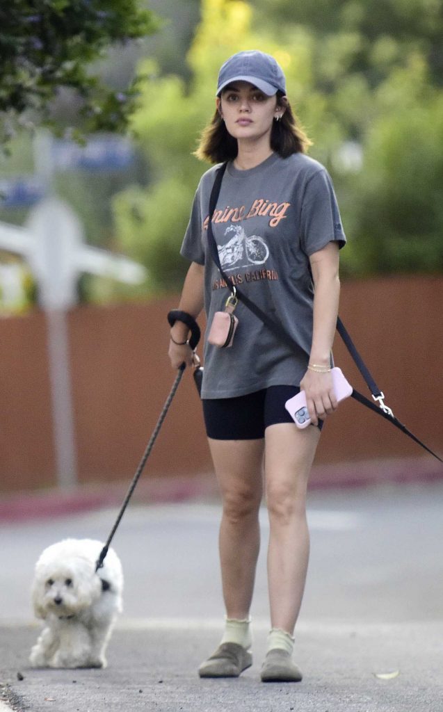 Lucy Hale in a Grey Tee