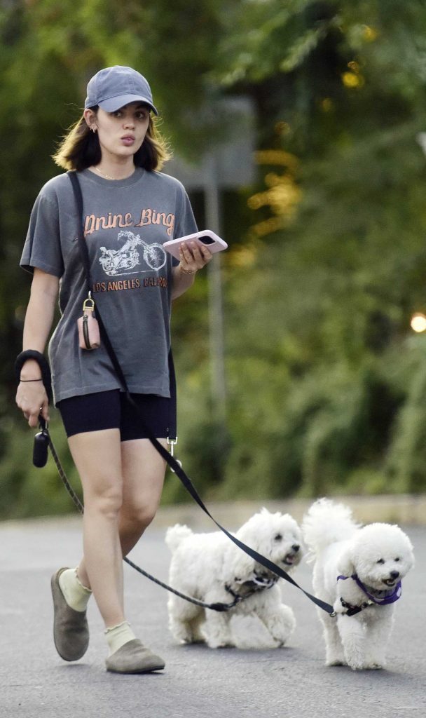 Lucy Hale in a Grey Tee