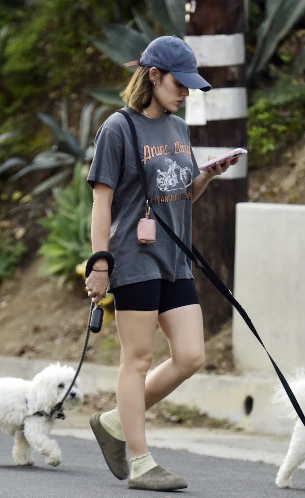 Lucy Hale in a Grey Tee