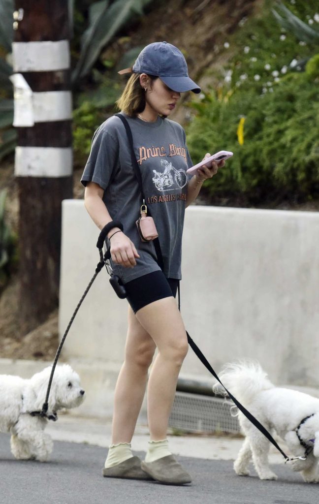 Lucy Hale in a Grey Tee