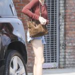 Paris Jackson in a Tan Long Sleeves T-Shirt Was Seen Out in West Hollywood