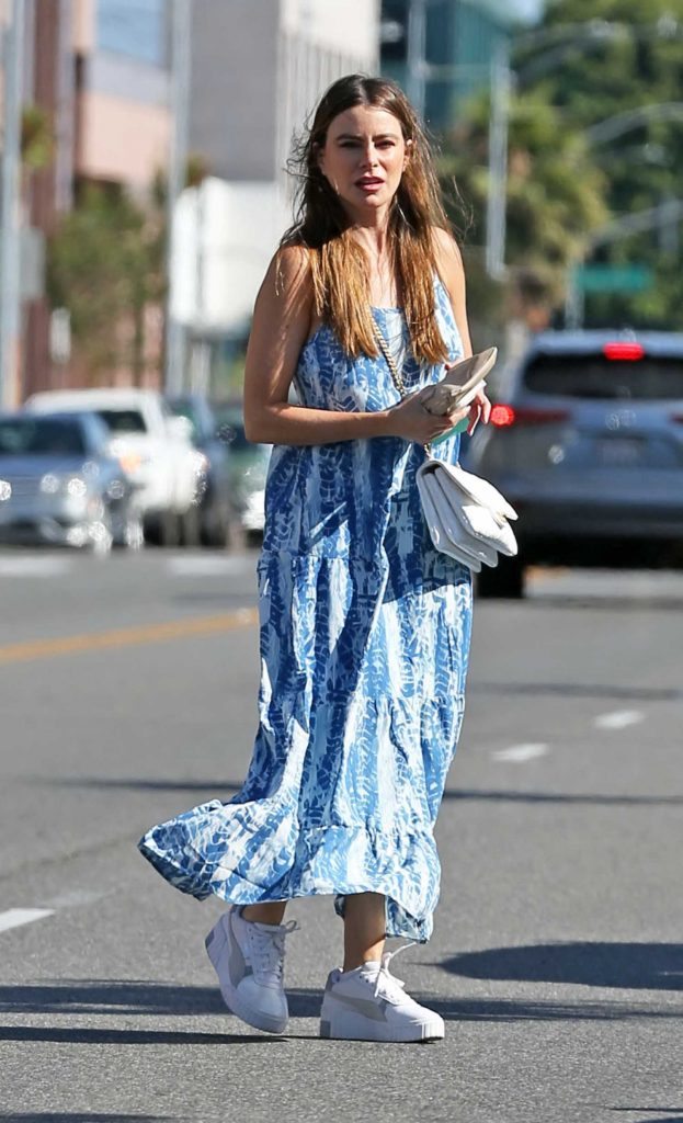 Sofía Vergara in a Blue Summer Dress