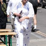 Amanda Abbington in a White Dress Arrives for Theatre Rehearsals in London