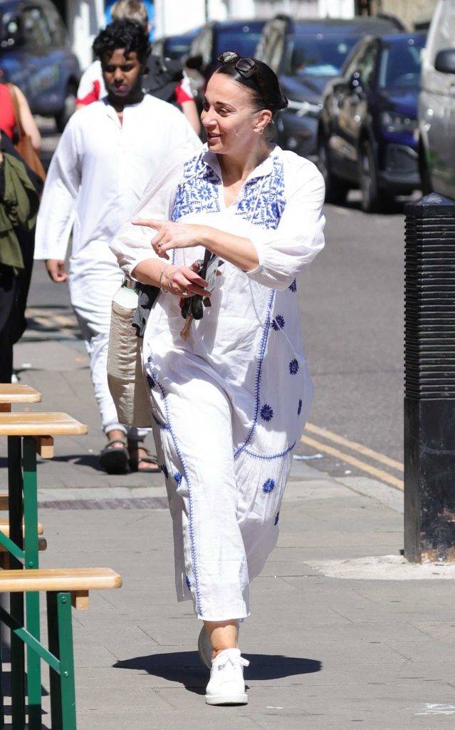 Amanda Abbington in a White Dress