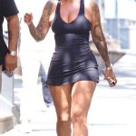 Amber Rose in a Black Short Dress Was Seen Out with Friends in Manhattan’s SoHo Neighborhood in NYC