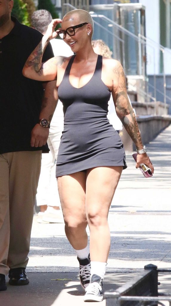 Amber Rose in a Black Short Dress