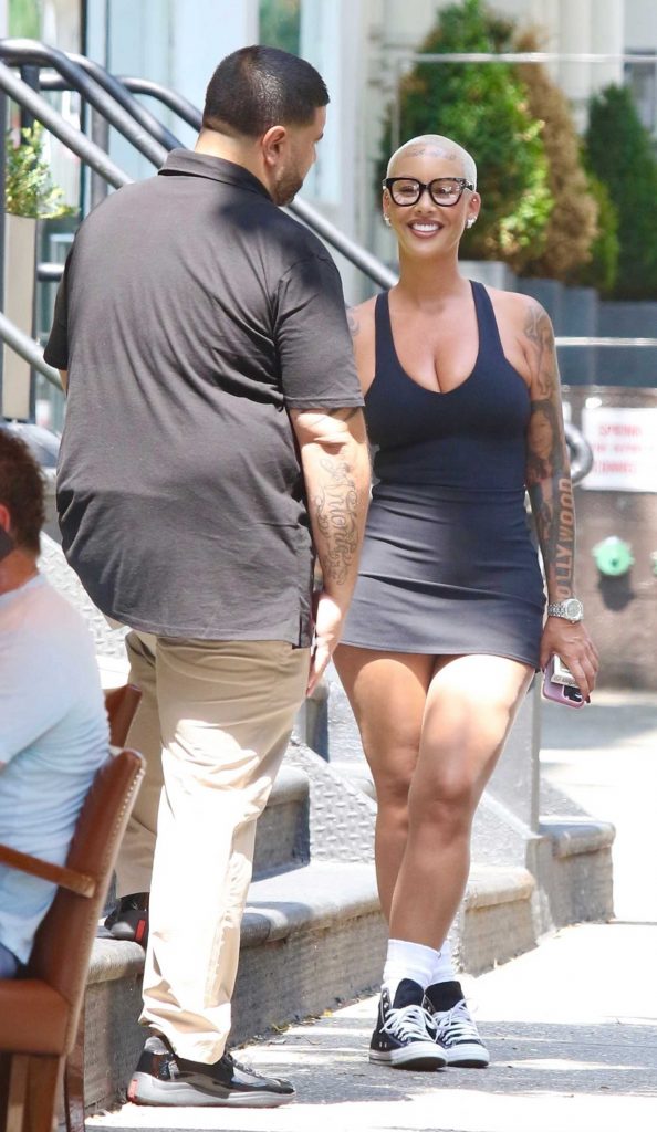 Amber Rose in a Black Short Dress