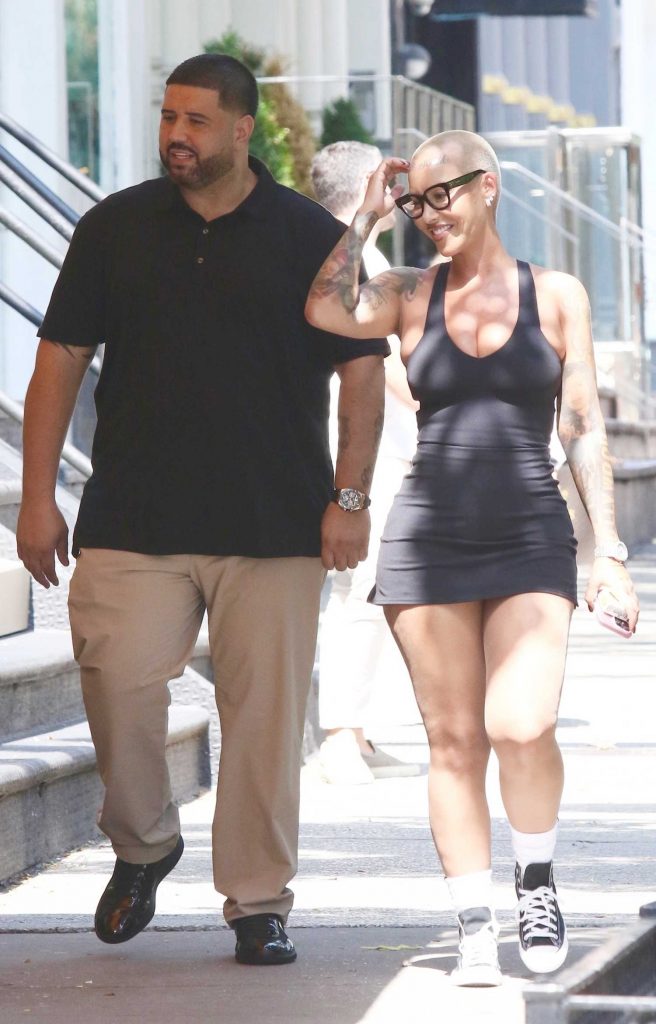 Amber Rose in a Black Short Dress