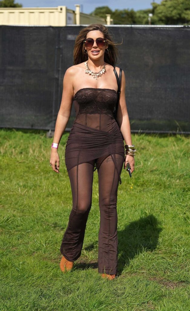 Chloe Ferry in a Brown See-Through Ensemble