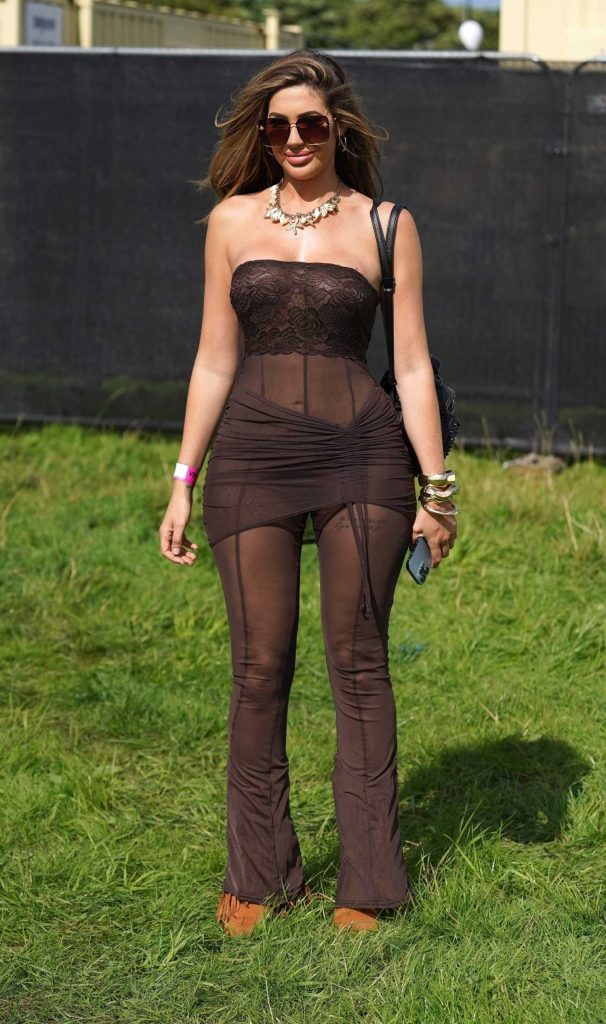 Chloe Ferry in a Brown See-Through Ensemble