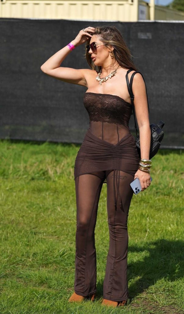 Chloe Ferry in a Brown See-Through Ensemble