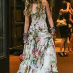 Isabela Ferrer in a White Floral Oscar de la Renta Dress Was Seen Out in New York