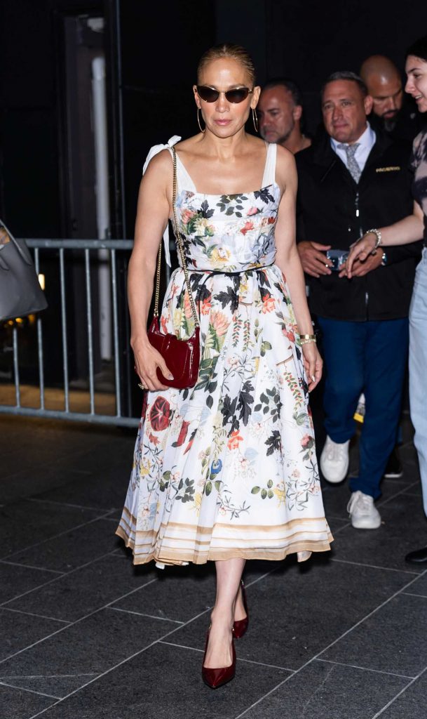 Jennifer Lopez in a White Floral Dress