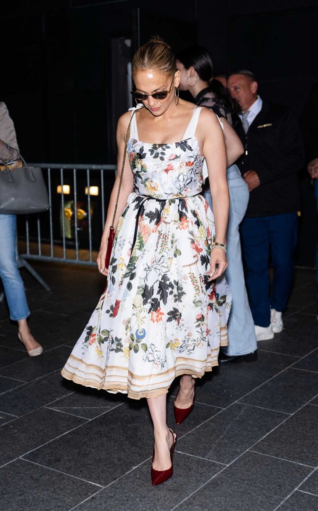 Jennifer Lopez in a White Floral Dress